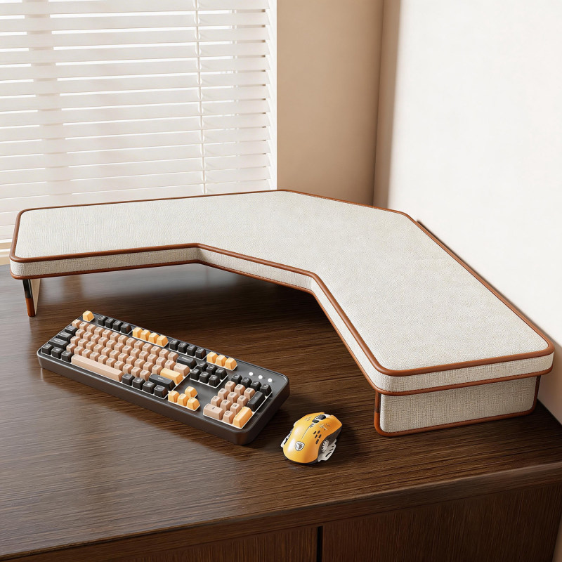 Computer Monitor Stand Corner Riser Base Bracket Desktop Keyboard Tray Office Desk Storage Organizer