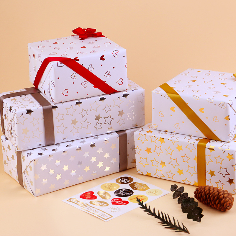 Amazon nuevo papel de regalo dorado estrella papel de regalo de vacaciones cumpleaños Día de San Valentín papel recubierto