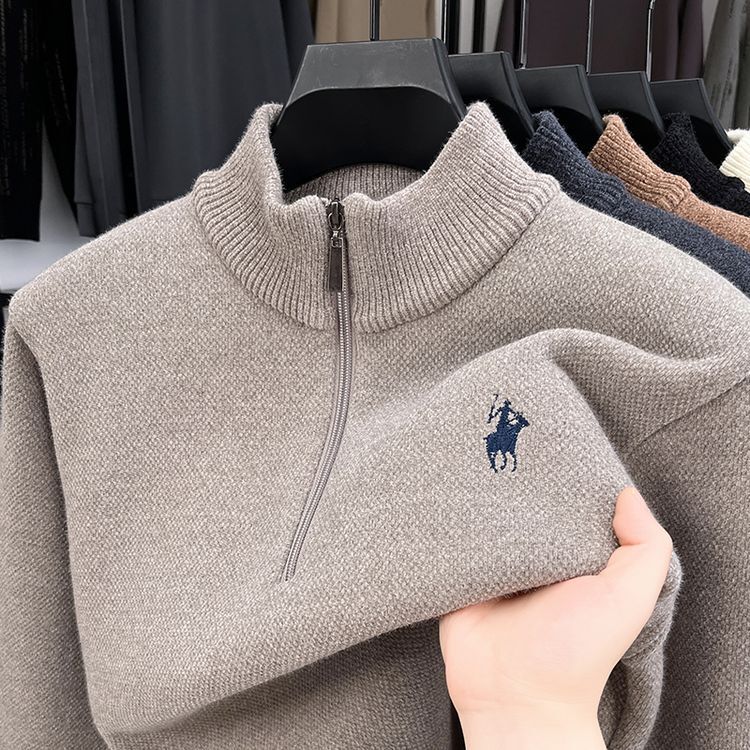 Men's Zipper Knitwear Trendy Casual Loose Embroidered Sweater Autumn and Winter Solid Color Knit Cardigan Wholesale Men's Zipper Knitwear Trendy Casual Loose Embroidered Sweater Autumn and Winter Solid Color Knit Cardigan Wholesale