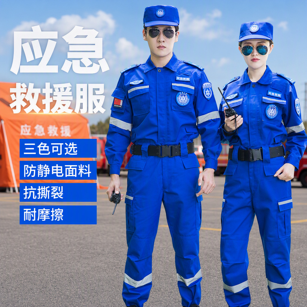 救援服抗静电长袖套装户外衣服地震消防服备勤服防静电工作服