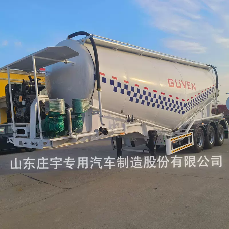 出口钢板结构三轴粉罐半挂车 高效卸料下灰车 粉粒物料运输半挂车