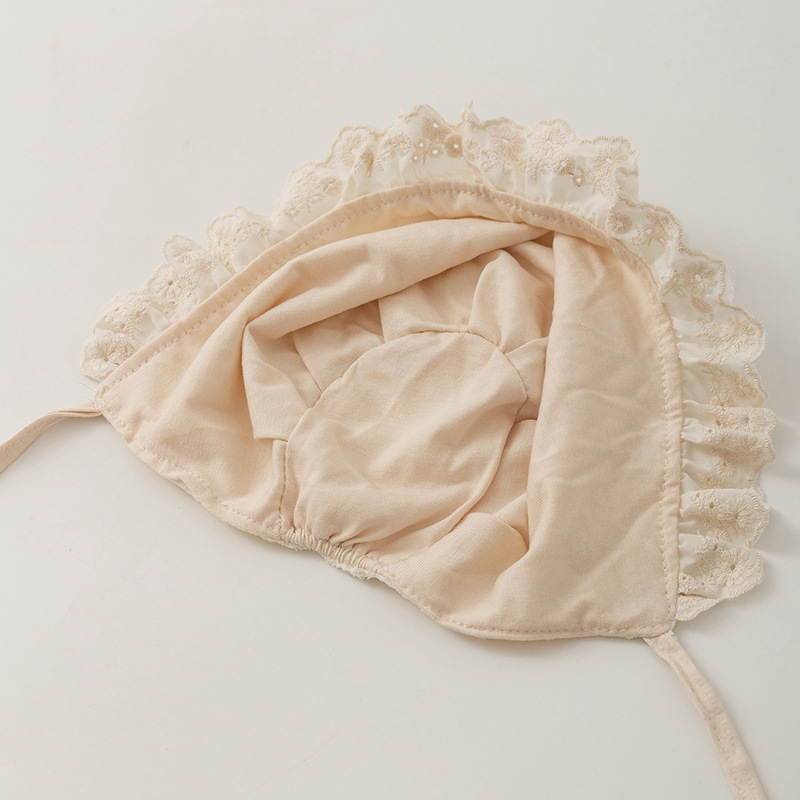 3-12 Meses de primavera y otoño delgado sombrero para bebés de encaje gorro para las orejas princesa encantadora sombrero de corte coreano otoño invierno