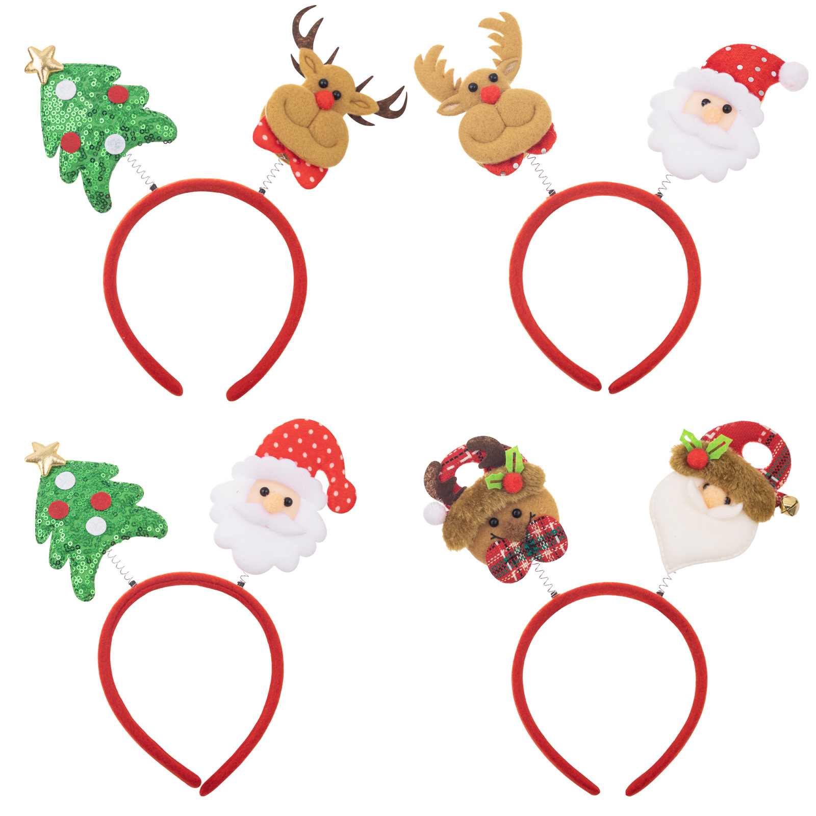 Set di 4 pezzi di Natale con fibbia per la testa dei cartoni animati, forcina per capelli di Babbo Natale, cerchietto per capelli di alce, decorazioni per feste_voghion.com