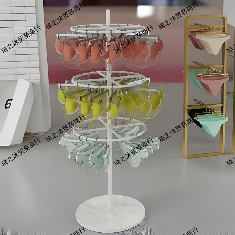 服装店内衣内裤落地简约展示架拖鞋袜子胸罩货架中岛圆形旋转架子