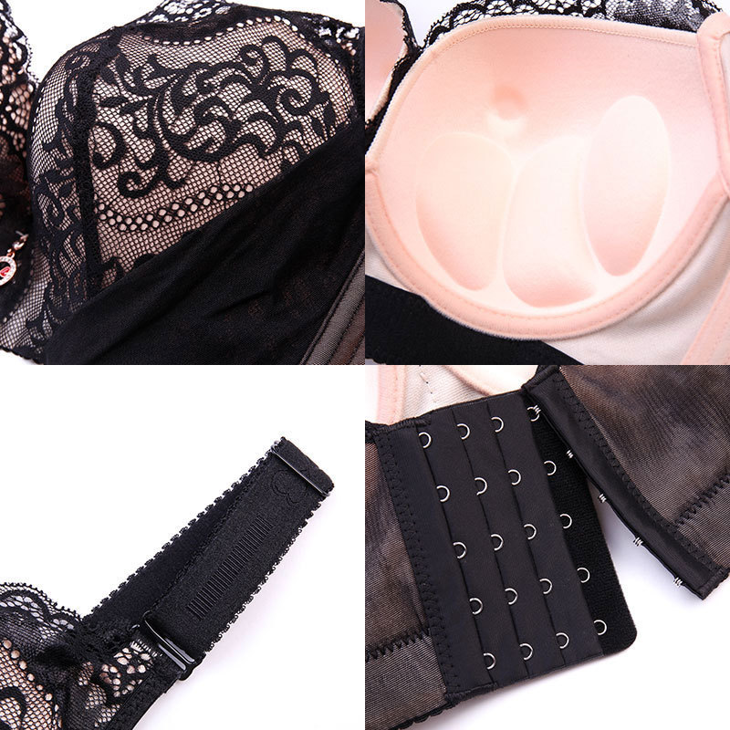 Con anillo de acero soporte de acero más tamaño ropa interior sujetador gordito chica más tamaño más taza completa push up BRA colección superior Ajuste de mama