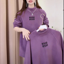 重磅加厚德绒开叉打底衫女秋冬季新款宽松显瘦加绒保暖长袖上衣女