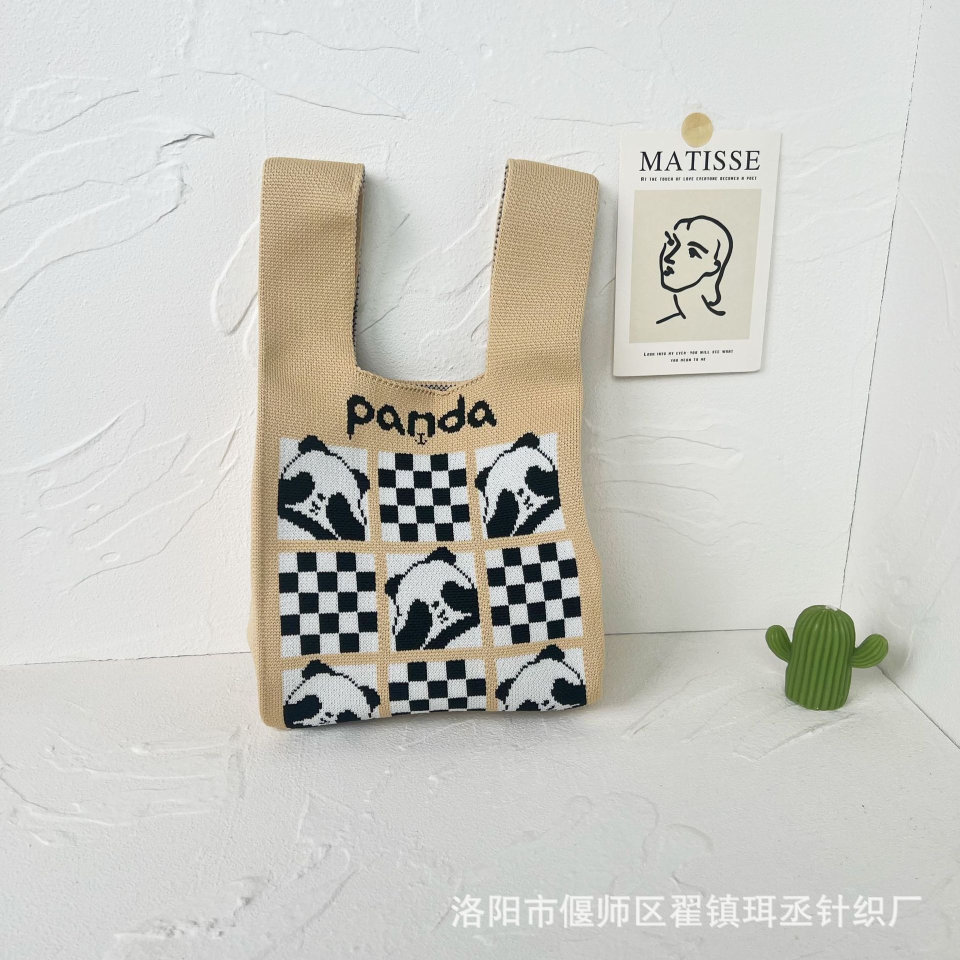 Bolso de punto transfronterizo bolso de punto para mujer bolso de muñeca de todo fósforo bolso Tote bolso tejido de poliéster bolso panda