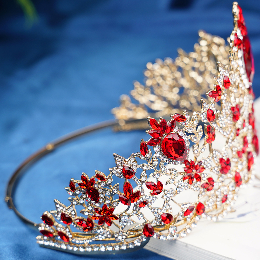 Corona de novia europea y americana ajustable gran cristal coronas redondas Miss Mundo coronas barrocas para el cabello