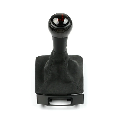 knob, 718 Cayman, 911, Boxster, Cab and accessories - suede-leather-cover-carbon-fiber-gear-shift-knob-red