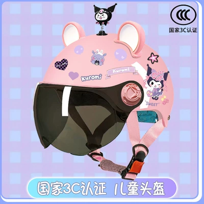 Motosiklet kaskı (dəbilqə), protection cute kulomi half helmet - glitter-sunscreen-magic-shake-big-pink-ears-and-white-childrens-3ckuku-tz