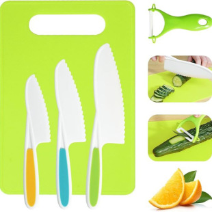 Cross-Border Early Education Set Children's Vegetable Cutting Cake Knife Set Does Not Hurt Hands Children's Plastic Knife Fruit Knife Full Set of Gifts