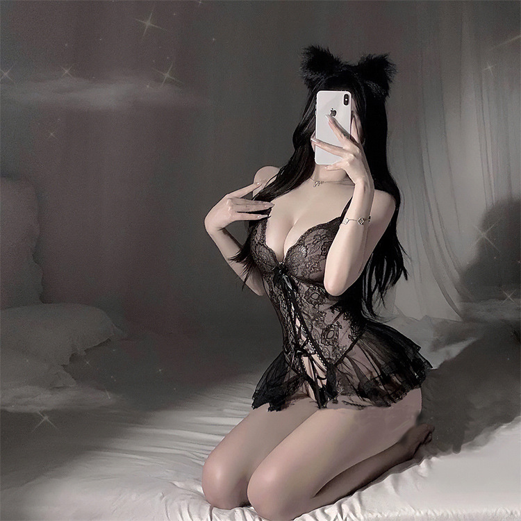 블랙 레이스 스커트