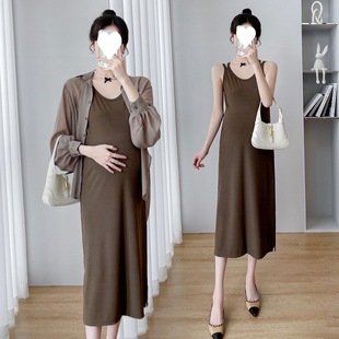 Maternity Wear Summer Sun Protection Maternity Dress Two-Piece Suit Fashionable Spring and Autumn 2025 New Maternity Dress Women's Summer Dress