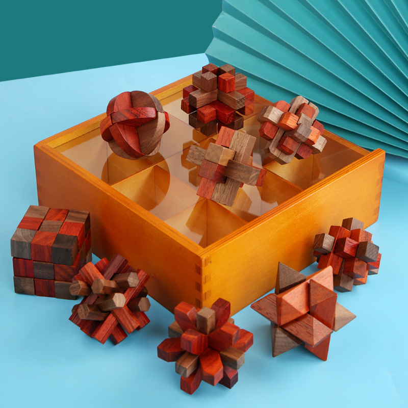 Rompecabezas DE LOS NIÑOS desbloquea traje de juguete caoba nuevo Luban bloqueo Kongming bloqueo nueve juego de inteligencia bloqueo juguete al por mayor