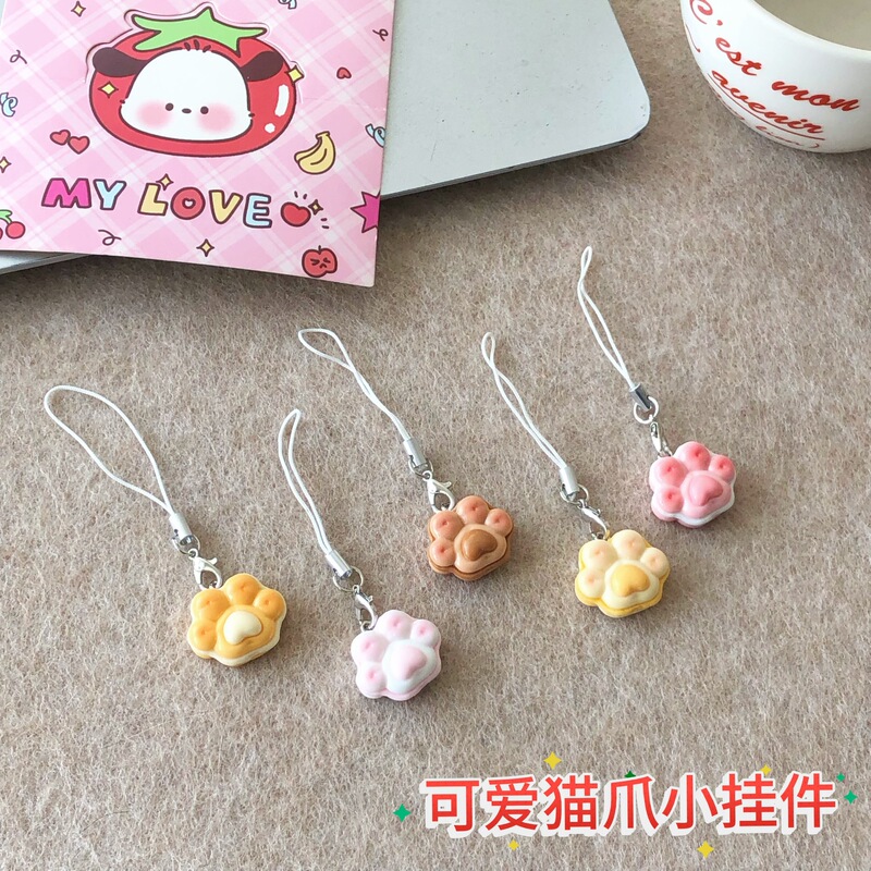 Cute cat claw mobile phone rope accessories student gift cartoon bag key chain pendant decorations pendant wholesale