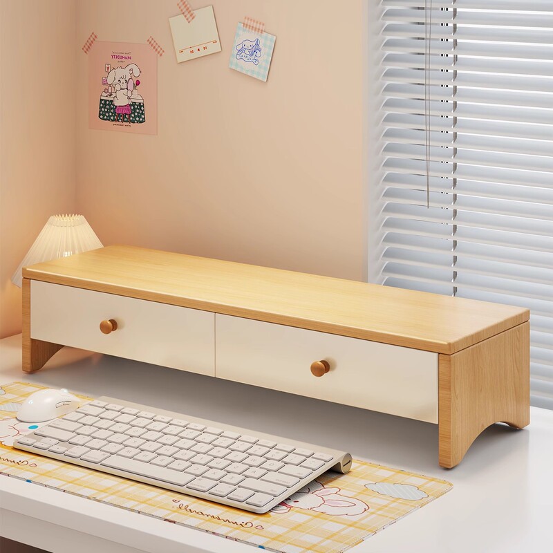 Computer Elevated Desktop Monitor Screen Stand Pad Base Cooling Rack with Drawer Desk Storage Rack