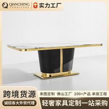 意式轻奢大理石餐桌家用长方形高端别墅长方形餐台豪宅设计师饭桌