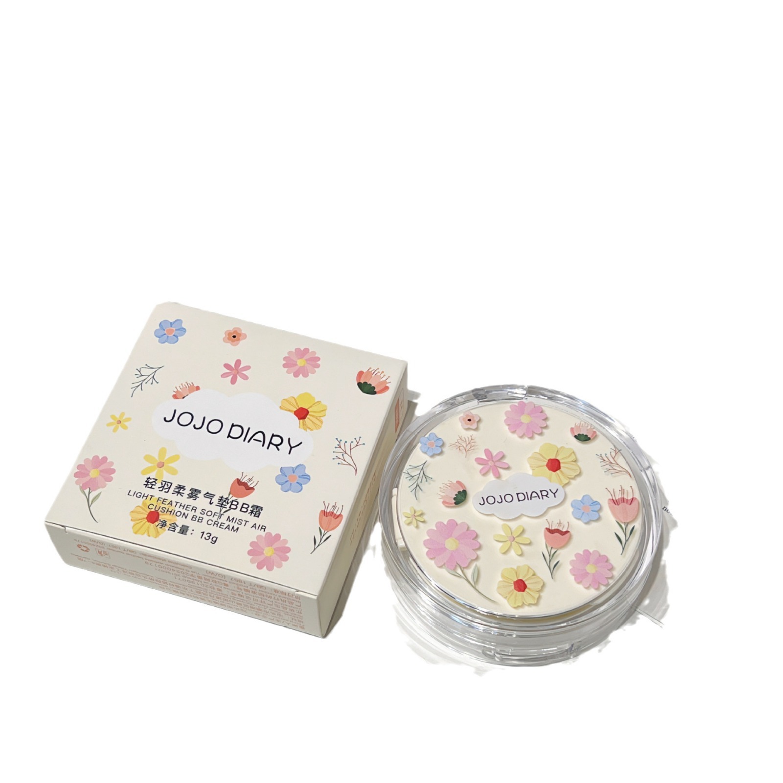 JOJO DIARY Plumas suaves almohadilla de niebla polvo hidratante de larga duración, opacificador polvo a prueba de agua, antitransor, BB crema maquillaje