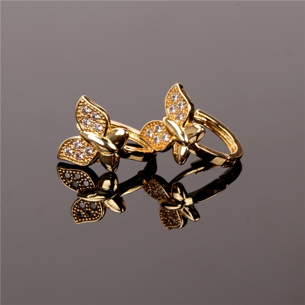 Wholesale Jewelry Simple Butterfly Shape Copper Micro-inlaid Zircon Earrings Nihaojewelry display picture 7