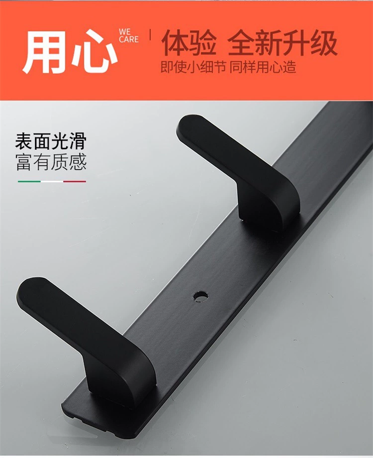 Black Wall Hook Robe Hook Home Kitchen Aluminum Alloy Clothes Hook  Hat Keys Holder Door Back Hook Hanger Bathroom Accessories