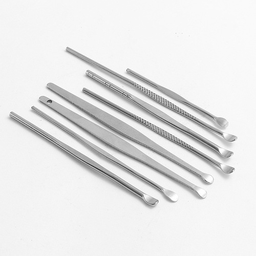 New stainless steel old-style ear spoon ear cleaner with spring, single-headed rotating ear spoon ear picking tool set