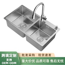 加厚手工拉丝水槽不锈钢单槽双槽家用厨房洗菜盆洗碗池台上台下盆