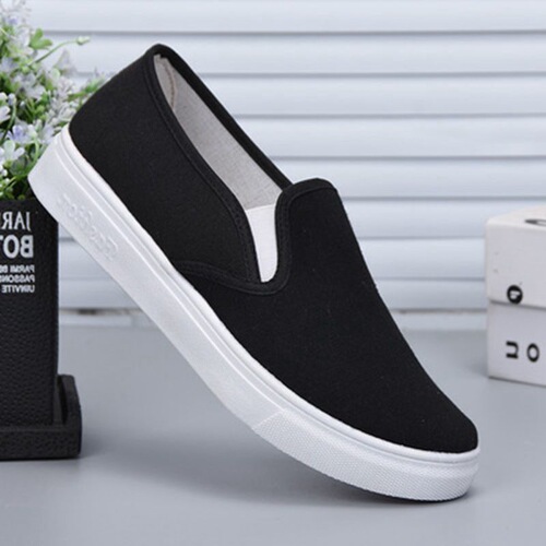 Slip-on shoes for women, white flat bottom, comfortable, student casual nurse, white non-slip comfortable canvas single, factory direct sale