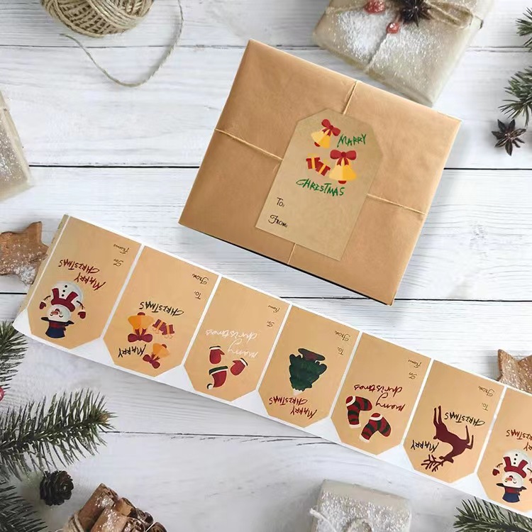 Christmas Tree, Snowman Pattern Christmas Christmas Tree Snowman Copper Plate Sticker Party Gift Stickers