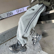 简约百搭长裤春秋冬季爆款男童中大儿童加绒加厚一体绒直筒裤子