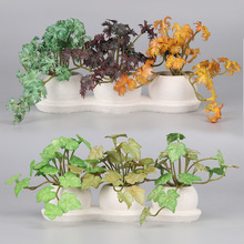 三孔盆栽套装组合 植物新款纸浆盆假花盆景桌面摆件绿植