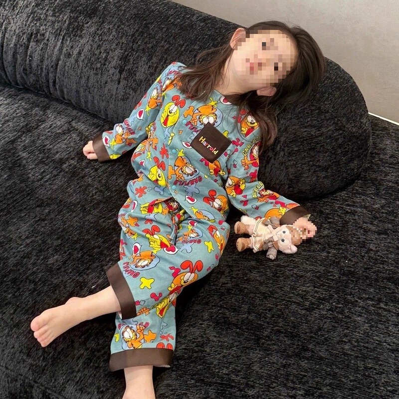 儿童家居服套装春秋季女童可爱卡通拼色上衣宝宝睡衣裤潮0145A028|undefined