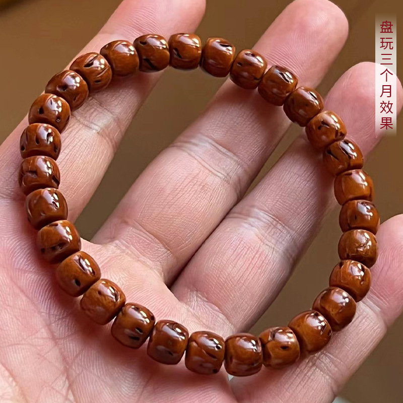新中式橄榄核核尖直切设计款精品核壁核尖珠文玩手串手链男女佛珠