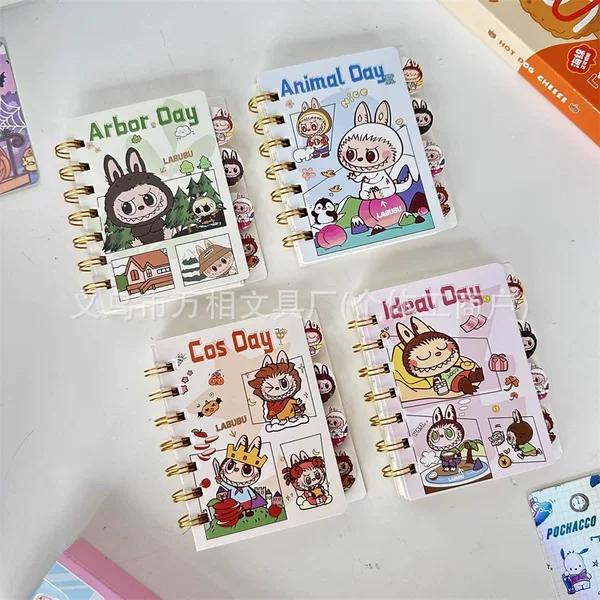 New Labubu 100K Cartoon Coil Notebook Portable Pocket Planner Journal Cross-Border Small Notebook