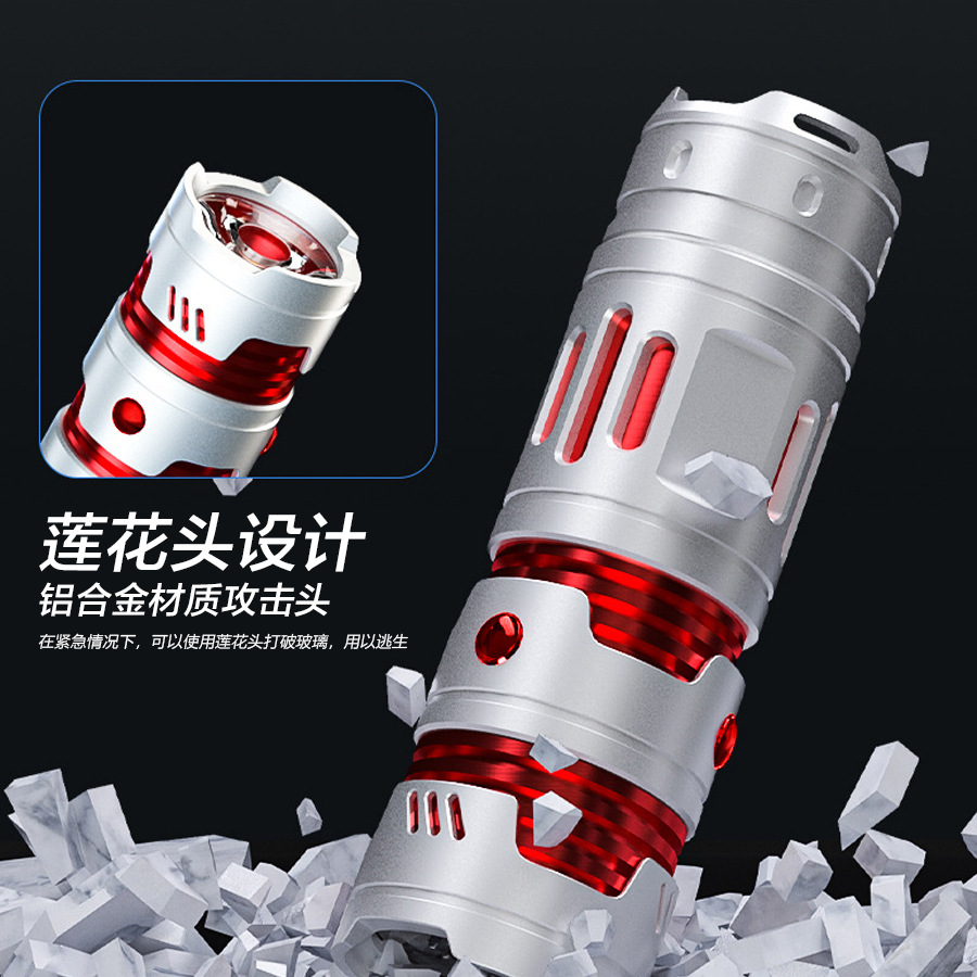 Transfronteriza multifuncional giroscopio giratorio descompresión linterna LED fuerte luz recargable mini linterna portátil