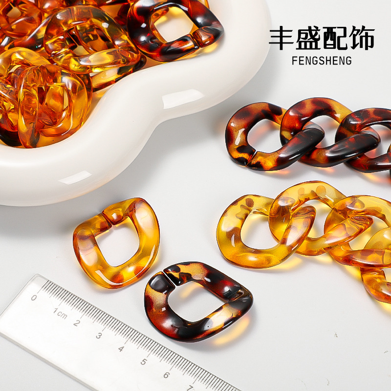 40*33 new acrylic transparent leopard print open ring buckle brown leopard print luggage accessories plastic shoe buckle