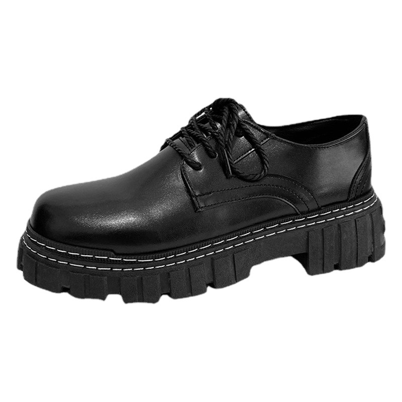 Transmisión en vivo zapatos de hombre zapatos de cuero negro Daren Primavera y otoño Nuevo estilo de Hong Kong zapatos de cuero bajos zapatos casuales juveniles zapatos