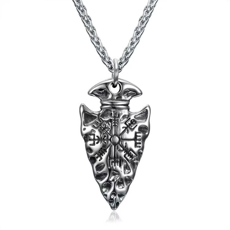 Viking Compass Necklace For Men Titanium Steel Nordic Triangle_voghion.com
