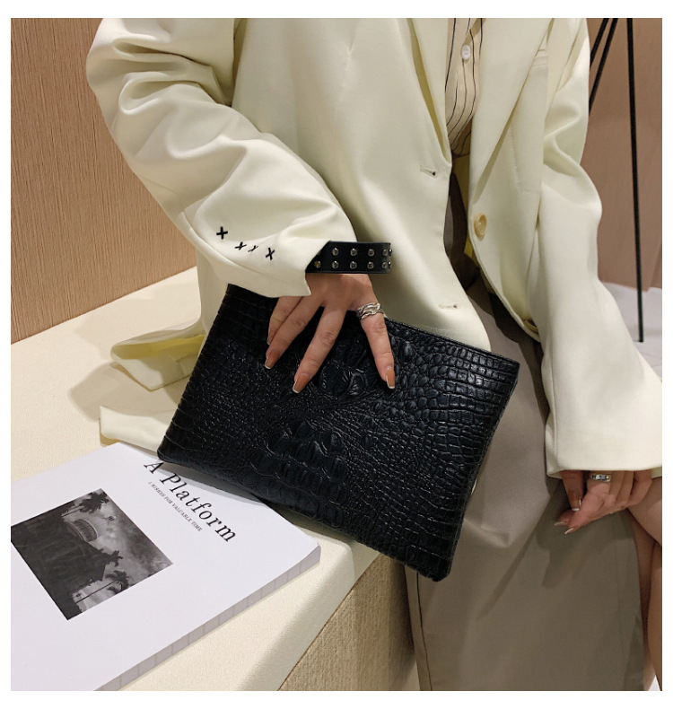 315g Weight Nylon Lining Material Zipper Closure Type Single Shoulder Strap Strap Type Clutch Bag Bags Type Business Occasion Pu Leather Material Solid Color Pattern All Seasons Season Women's Gender Business Style Medium Size Women's Medium Pu Leather Solid Color Business Zipper Clutch Bag 21