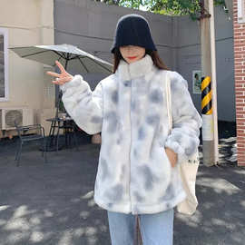 （北极绒）2023新款外套女潮ins秋冬加绒加厚宽松毛茸茸仿皮外套