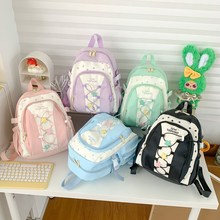 拼色少女风儿童双肩包多巴胺清新时尚3-6岁小童外出休闲护脊书包