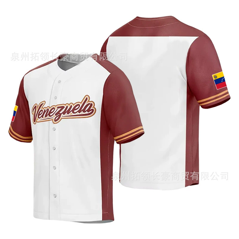 Бейсбольная форма Венесуэлы, футболка с короткими рукавами для мужчин и женщин, пустая версия, свободная бейсбольная рубашка-кардиган, спортивная одежда для тренировок на открытом воздухе