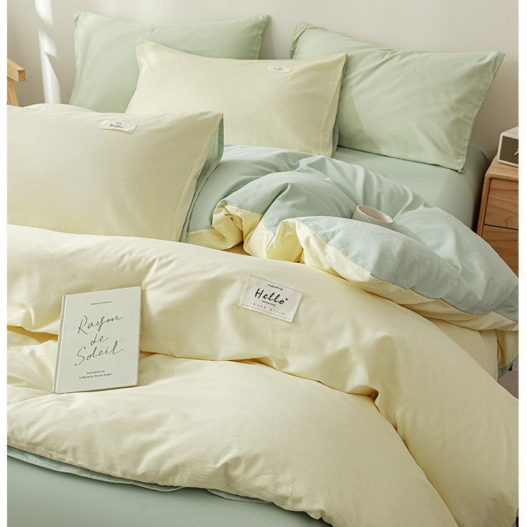 Algodón de cuatro piezas, ropa de cama de algodón lavable, ropa de cama