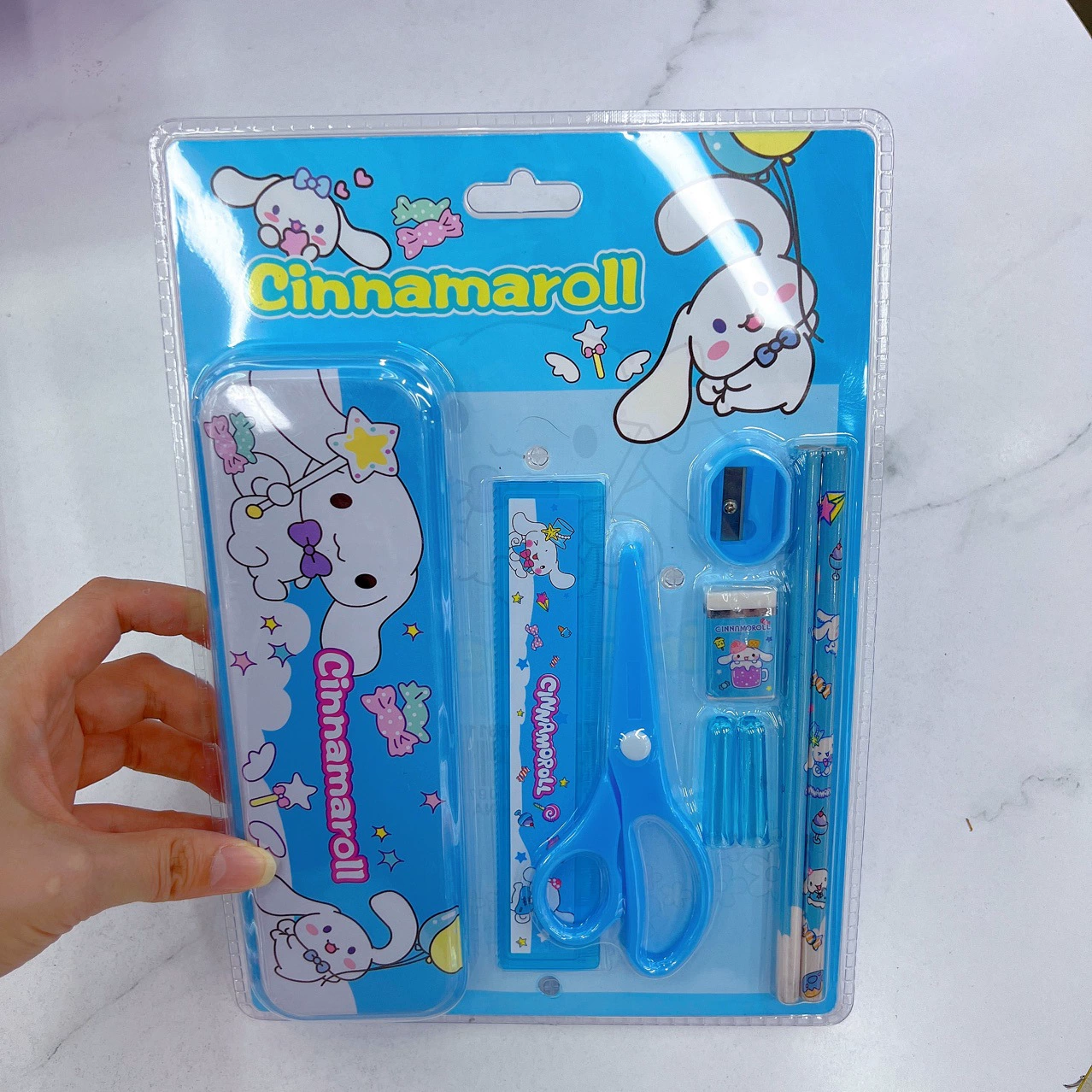 Sanrio, детская канцелярия для младших школьников, обучающий набор: ножницы, линейка, пенал для карандашей, новая коллекция