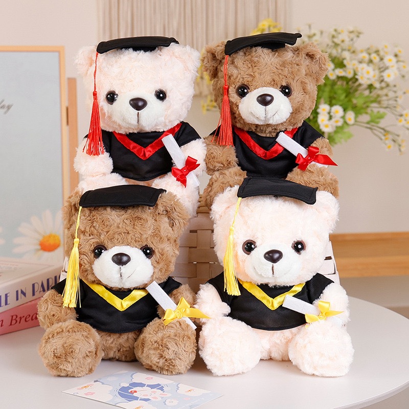 Graduation Doctor Bear Puppy se puede imprimir logotipo maestro de licenciatura Teddy Bear muñeca regalo de graduación