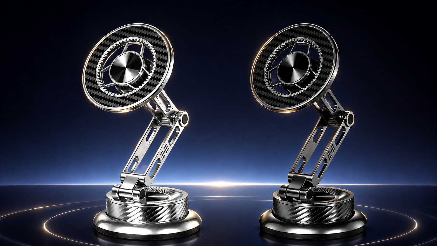New electroplated, all-metal, five-axis car phone mount with a stable and enlarged vacuum base