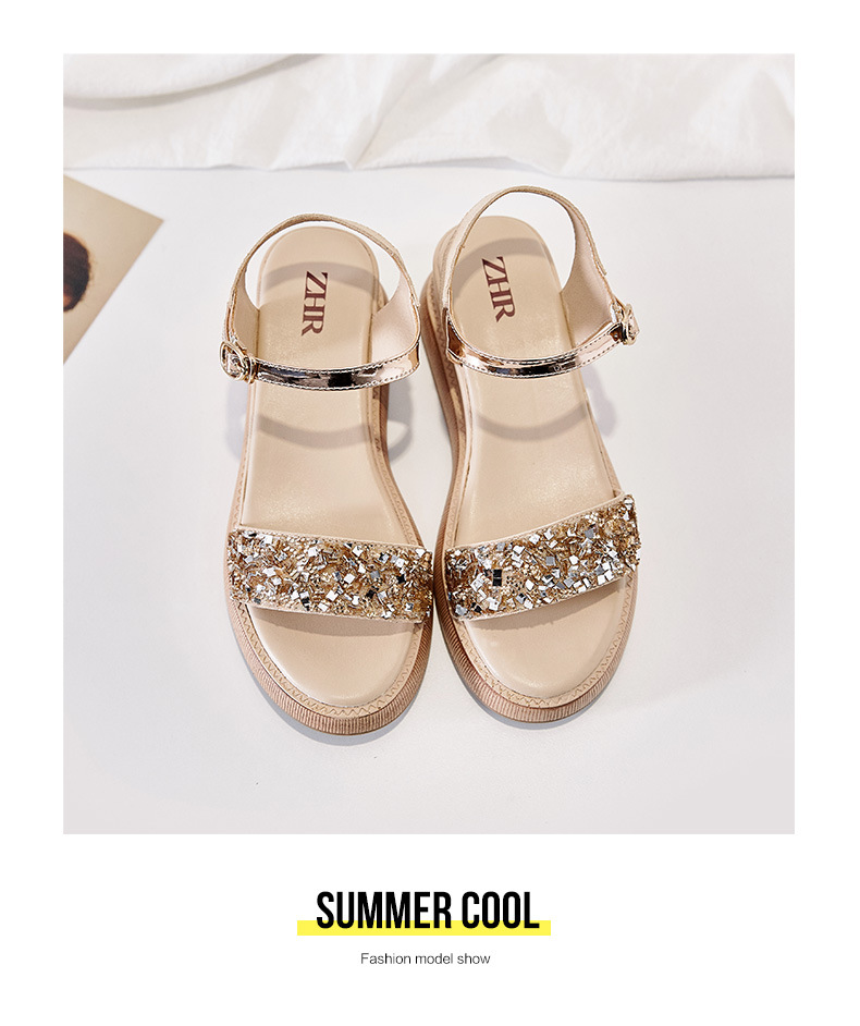 Giày sandal đế xuồng nữ đính đá thời trang — M298 màu đen chi tiết 19
