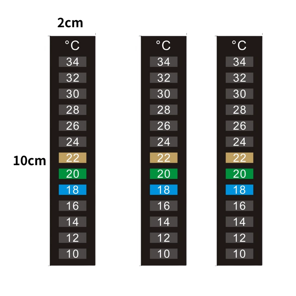 Короткая акриловая наклейка-термометр для аквариумов с рыбками (10-34 градуса), для террариумов с рептилиями, измерения температуры воды в аквариумах черепах.