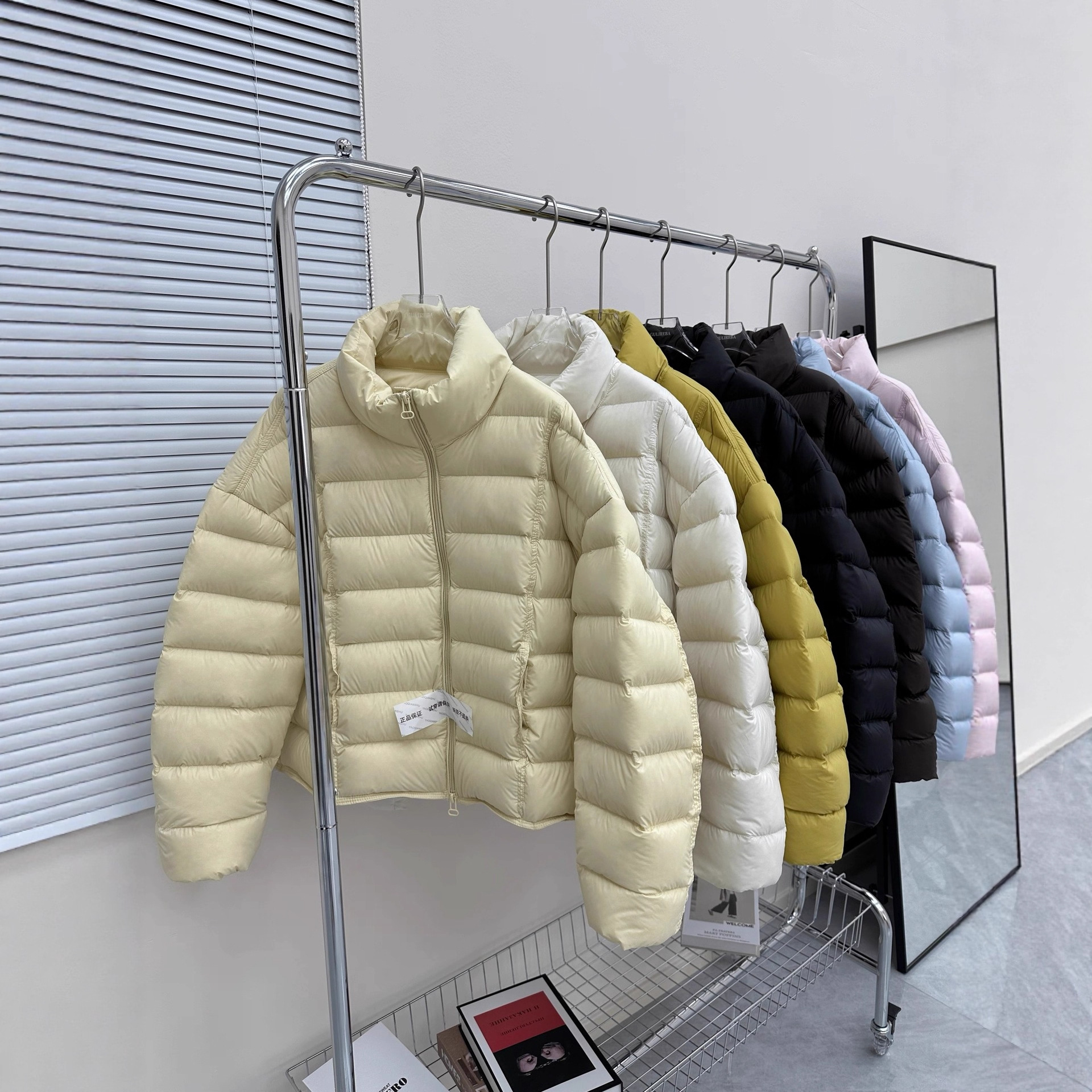 Pinghu down Jacket 2025 Winter New Style Rib down Jacket Women's Short Stand Collar 90 White Duck down Small Bread Jacket