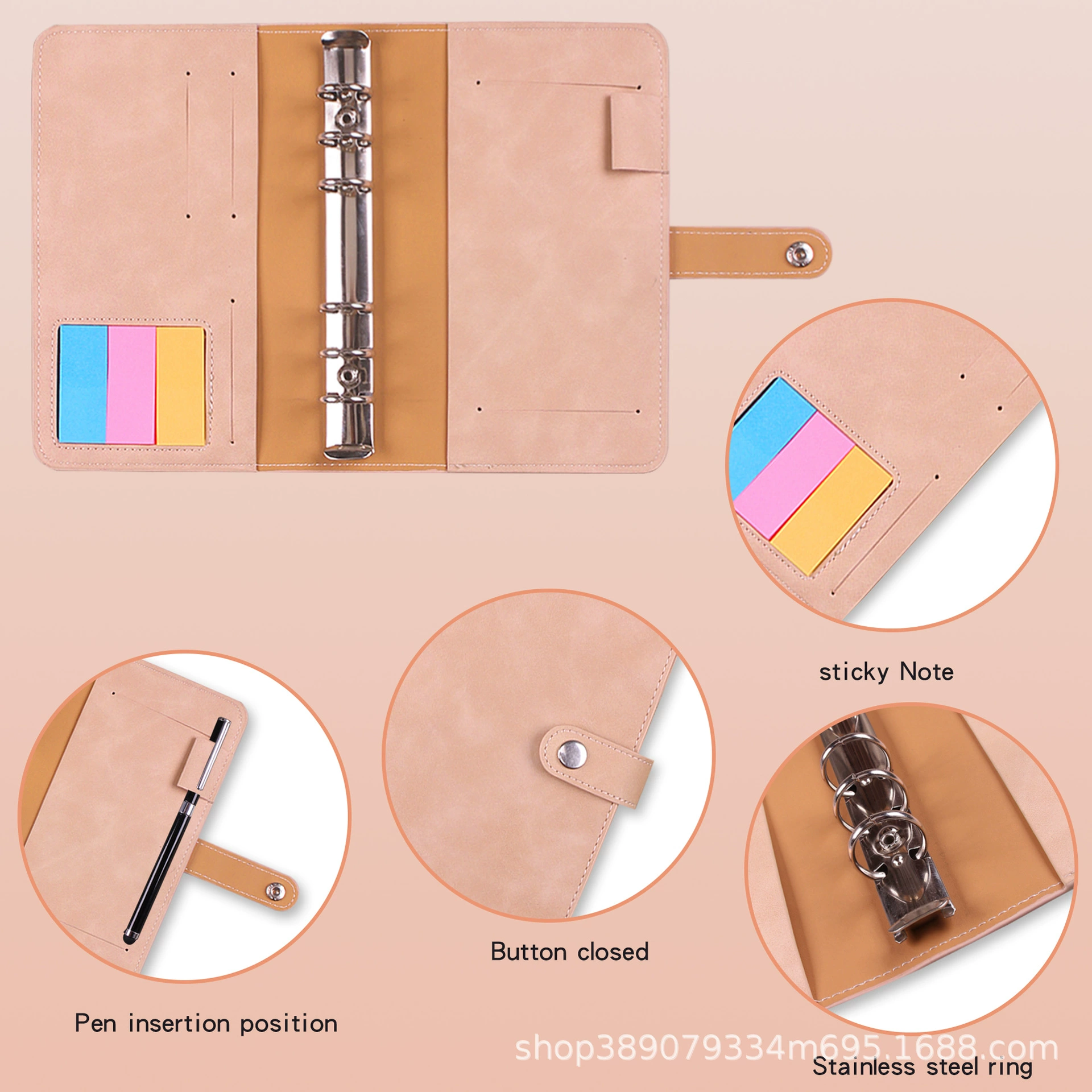 Planner Binder Notebook, PU Cover, Tear-Off Budget Sheets 27 pcs, A5-Style Organizer