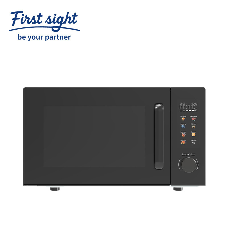 Black Digital Display Smart Microwave Oven Icon Preset Menu + Knob Adjustment for Home and Commercial Heating and Cooking